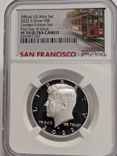 2022-S San Francisco Silver Kennedy Half Dollar 50C NGC PF70 FDOI Limited Ed Set