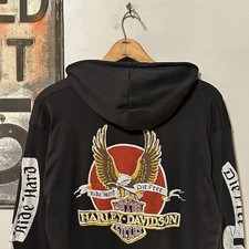 VTG 80s Harley Davidson Ride Hard Die Free Hooded Sweatshirt Sz M Faded 3D