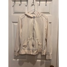 Columbia Sportswear Cream Full Zip Hoodie Contrast Stitching Womens L Granola