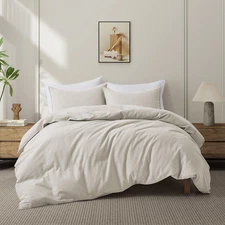 Flax Linen Cotton Blend Duvet Cover Set, Durable, Breathable