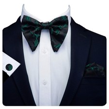 Men's Fashion Floral Adjustable Pre-tied Big Bow Tie Pocket Square Set Box