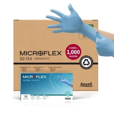 Ansell Microflex 92-134 Disposable Powder-Free Nitrile Gloves for Cleaning w/Tex