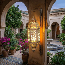 Luxury Metal Hollow Lantern Moroccan Style Candle Lantern  Living Room