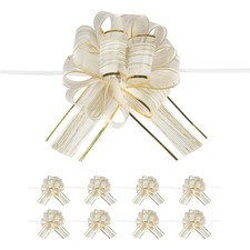 20 PCS Large White Pull Bow Gift Wrapping Bows with Ribbon Decoration