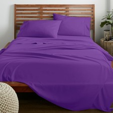 American Home Collection 3 PC Twin XL Sheet Set - 16" Deep Pocket - Purple
