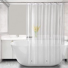 Clear Long Shower Curtain Liner 76 Inches Heavy Duty Weighted Thick Peva 72"x76"