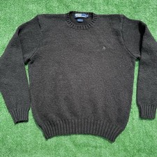 Polo Ralph Lauren Sweater Men  s Large Gray Black 100 Cotton Crewneck Made Franc