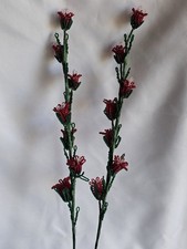 NEW 2 handmade French beaded Flowers Canterbury Bell Stalks Set Red