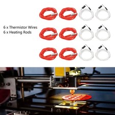 6Pcs Thermistor Wires with Terminal 6Pcs Heating Rods 3D Printer Hot