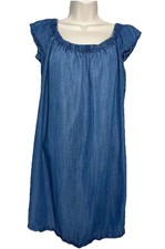 Cloth & Stone Tencel Denim Off Shouldere Tunic Sheath Shift Dress M A001024