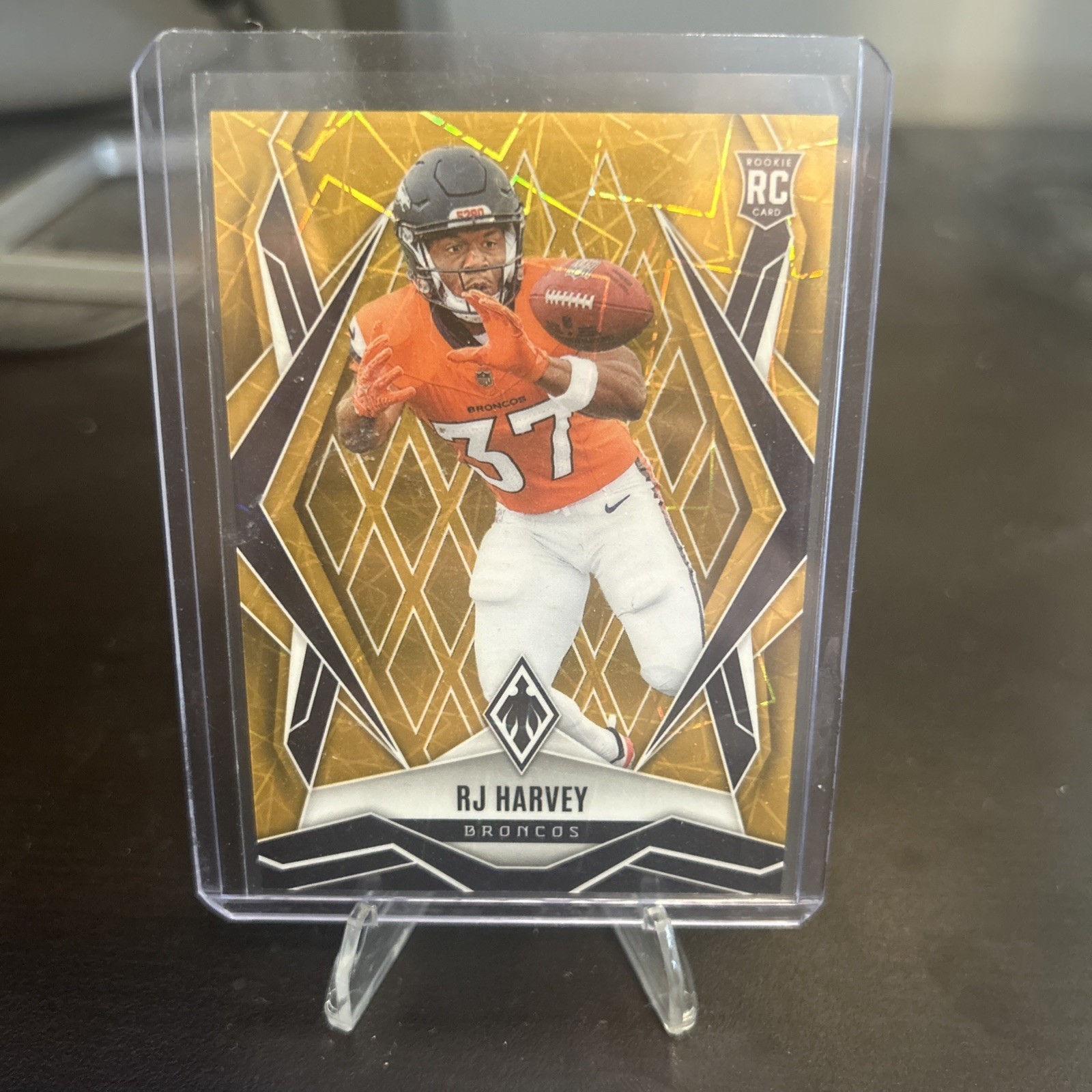2025 Panini Phoenix - Rookie RJ Harvey #176 Gold Mojo 9/10