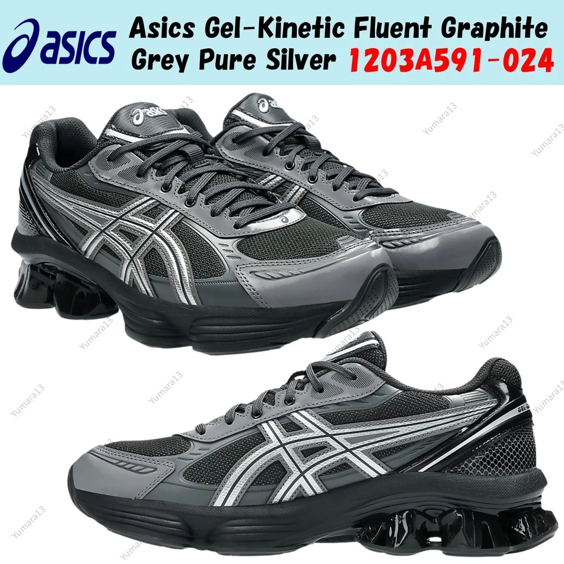 ASICS Gel Kinetic Fluent Graphite Grey Pure Silver for Sale