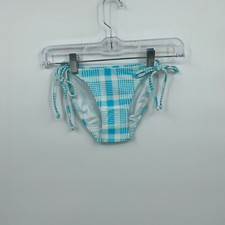 Xhilaration Women s Cheeky Swim Bottoms AG160B Plaid Light Blue Size XS 00