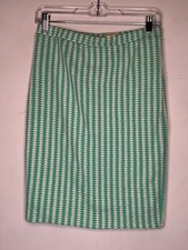 Vintage Geometric Pattern Green White Pencil Skirt Made In USA Medium