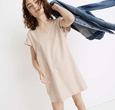 Madewell Button-Back Easy Dress in Stripe Blue and White size XXS Casual  Dress | eBay
