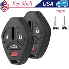 2 Remote Car Key Entry Shell Case Cover Fob For Mitsubishi Eclipse Galant Lancer