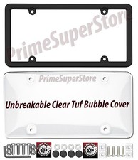 Black License Plate Frame Unbreakable Polycarbonate Bubble Clear Shield Cover Black License Plate Frame Unbreakable Polycarbonate Bubble Clear Shield Cover