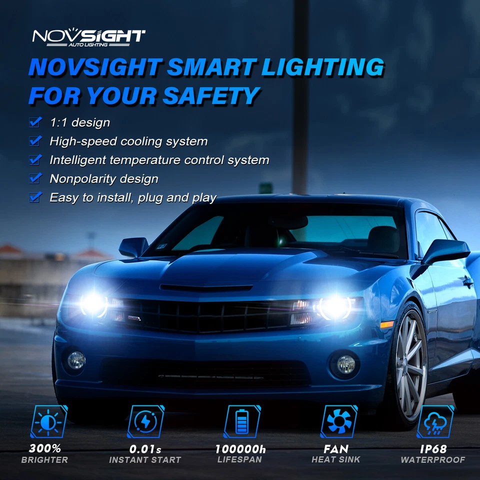 Nighteye H1 72W 9000LM LED Conversion Headlight Kit 6500K Xenon White Bulbs UK - Image 2 of 4