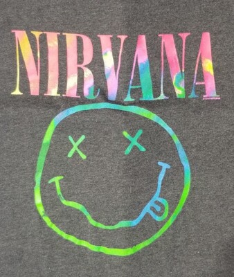 Nirvana Smiley Multi Color Logo Womens Size XL Black T-Shirt | eBay