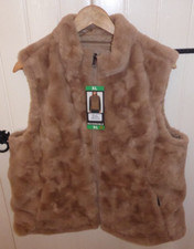 Nicole Miller Women's Original Ex Large Camel Faux Fur Reversible Gilet Bnwt