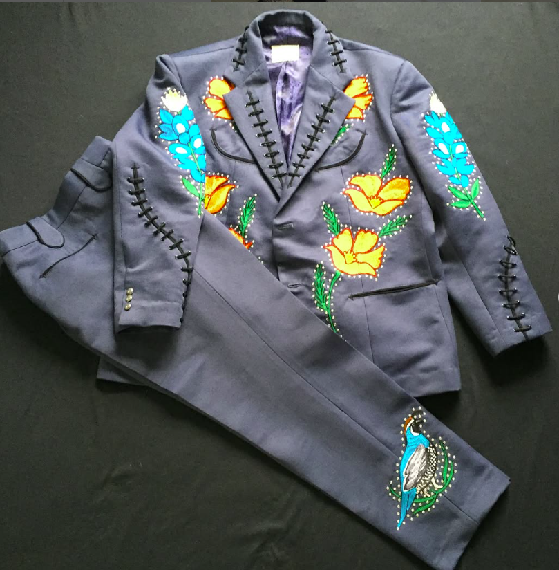 Men 2Pc Customized Bird Floral Embroidered Cowboy Western Wedding Cocktail  Party | eBay
