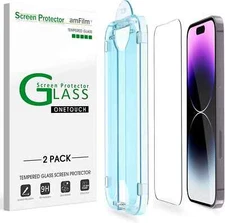(2pack) Amfilm for iPhone 14 Pro- OneTouch Glass Screen Protector (6.1", 2022)