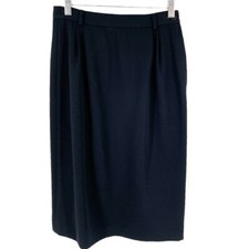 Valentino Vintage Black 100 Wool Side Zip Career Classic Pencil Skirt Women's 6