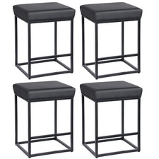 Black Counter Height 24" Bar Stools Set of 4 for Kitchen Counter Backless Modern
