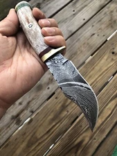 8" CUSTOM HANDMADE DAMASCUS HUNTING SKINNING KNIFE SURVIVAL CAMPING OUTDOOR EDC