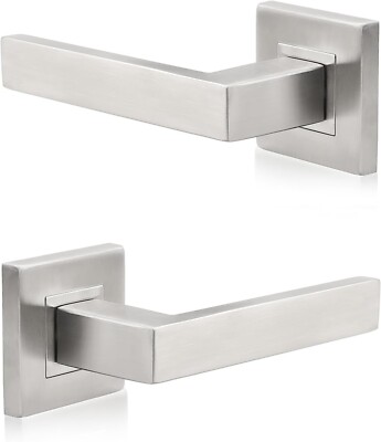 Probrico Durchgangstürgriffe Satin Nickel Griffe Hebel auf eckiger Rose, Türhan