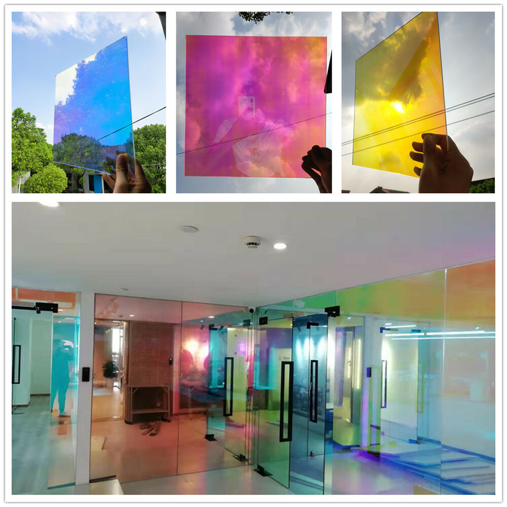 MINGKI Pellicola Adesiva Per Vetri Arcobaleno Iridescente - 50 Cm X 300 Cm - Effetto Dicroico - Decorativa E Anti UV