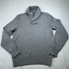 Polo Ralph Lauren Sweater Men Small Gray Wool Cashmere Shawl Collar Pullover