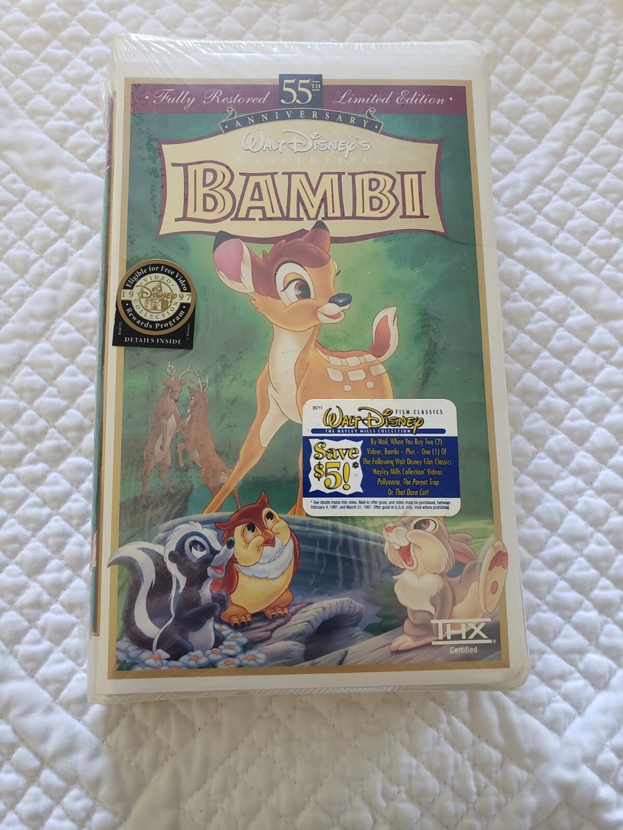バンビ Bambi ディズニー公式 ヴィンテージ ステンドグラス 55周年記念 Bambi: 55th Anniversary Walt Disney's Masterpiece (VHS, Limited