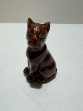 REDWARE BOXER DOG MINIATURE STATUE CERAMIC BROWN EARTHENWARE JAPAN PRIMITIVE