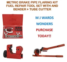 METRIC BRAKE PIPE FLARING KIT FUEL REPAIR TOOL SET WITH AND BENDER + TUBE CUTTER
