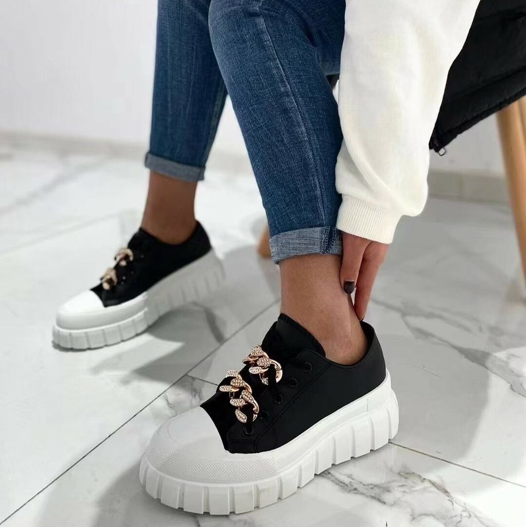 Platform Sneakers Schwarze Sneaker Damen Plateau Plateau Sneaker