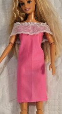 RARE Barbie Pink Dress with Lace Shoulder Top - Black Tag Barbie Not Included