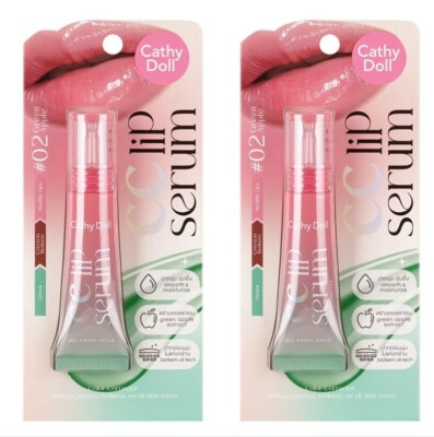 2x Cathy Doll CC Lip Serum Green Apple - Red Lips Corrector Moisturizer 10ml.