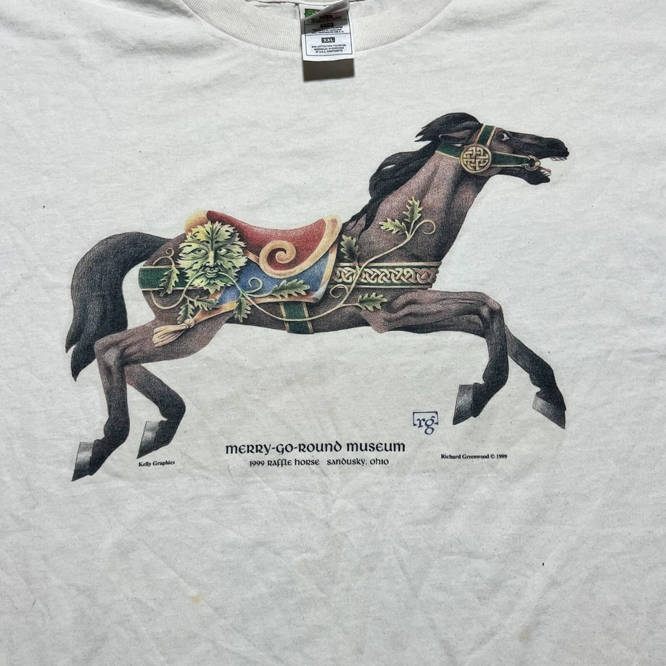 Vintage Merry Go Round Horse Richard Greenwood 1999 Art Shirt Size 2XL - Image 2 of 4
