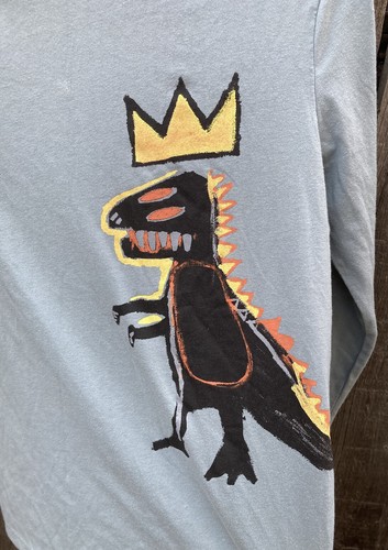 Kid's Jean Michel Basquiat Blue Dinosaur LS T-Shirt L 12-14 Cotton Crew Art Icon - Picture 3 of 12