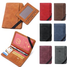 Slim PU Leather Travel Passport Wallet Holder RFID Blocking ID Card Case Cover