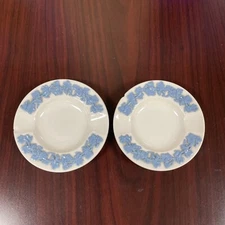 2 WEDGWOOD Jasperware Blue Small trinket Plate or Ash Tray Vintage 3.5"D