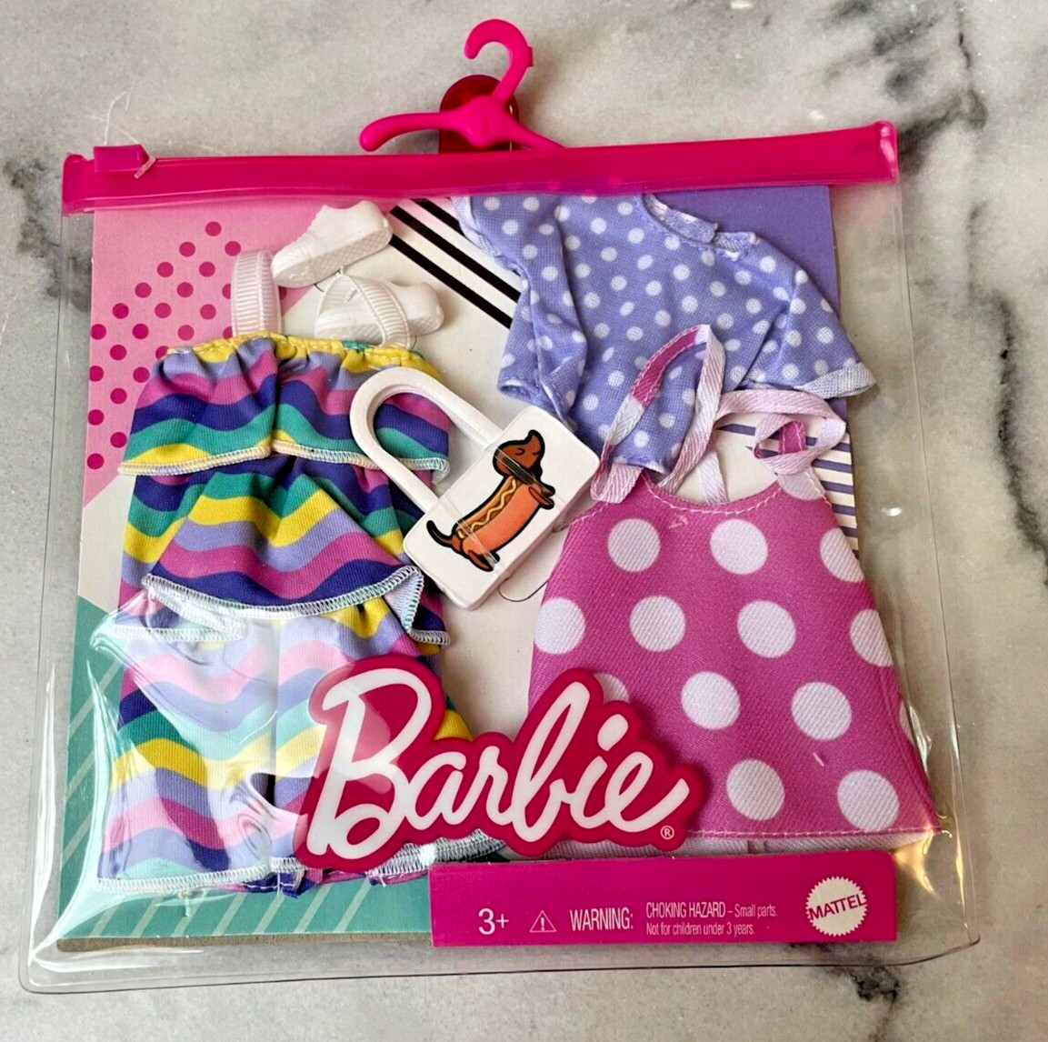 Barbie Fashions Clothing 2 Outfit Pack Stripes Dots Dress To