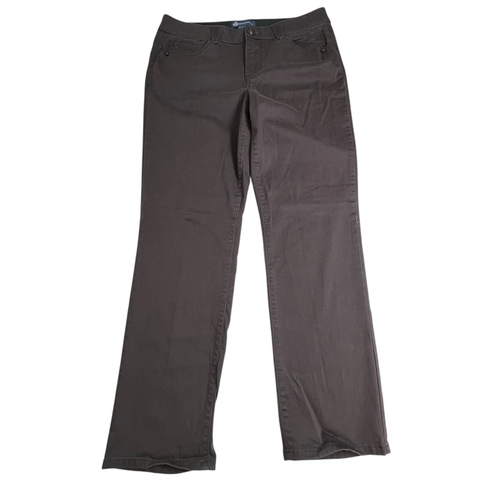 Pantalones Democracy Ab Solution para mujer 14 marrón tiro alto elásticos pierna recta Foto 2 de 4