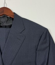CANALI 13290 Gray W/ Light Blue Stripes Two Button Suit Size 44 L 270