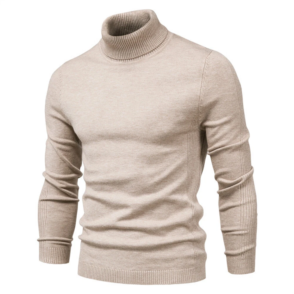 Men Slim Fit Turtleneck Sweater Casual Knitted Pullover Autumn Winter  Sweaters