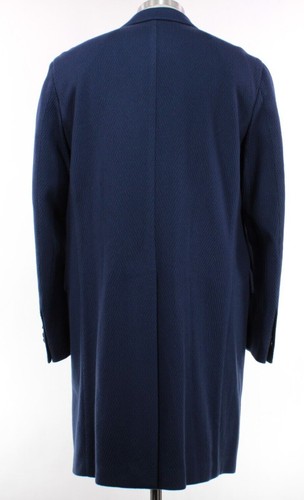 Boglioli NWT Wool/Poly Blend Long Coat Size 48R US Small in Blue Herringbone - Picture 6 of 9