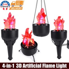 4-in-1 LED Fake Fire Flame Lamp 3D Campfire Battery Operated Halloween Decor USA