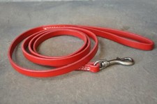 RED Leather Dog Leash Lead Personalized FREE Amish Made 6' long 1/2" wide