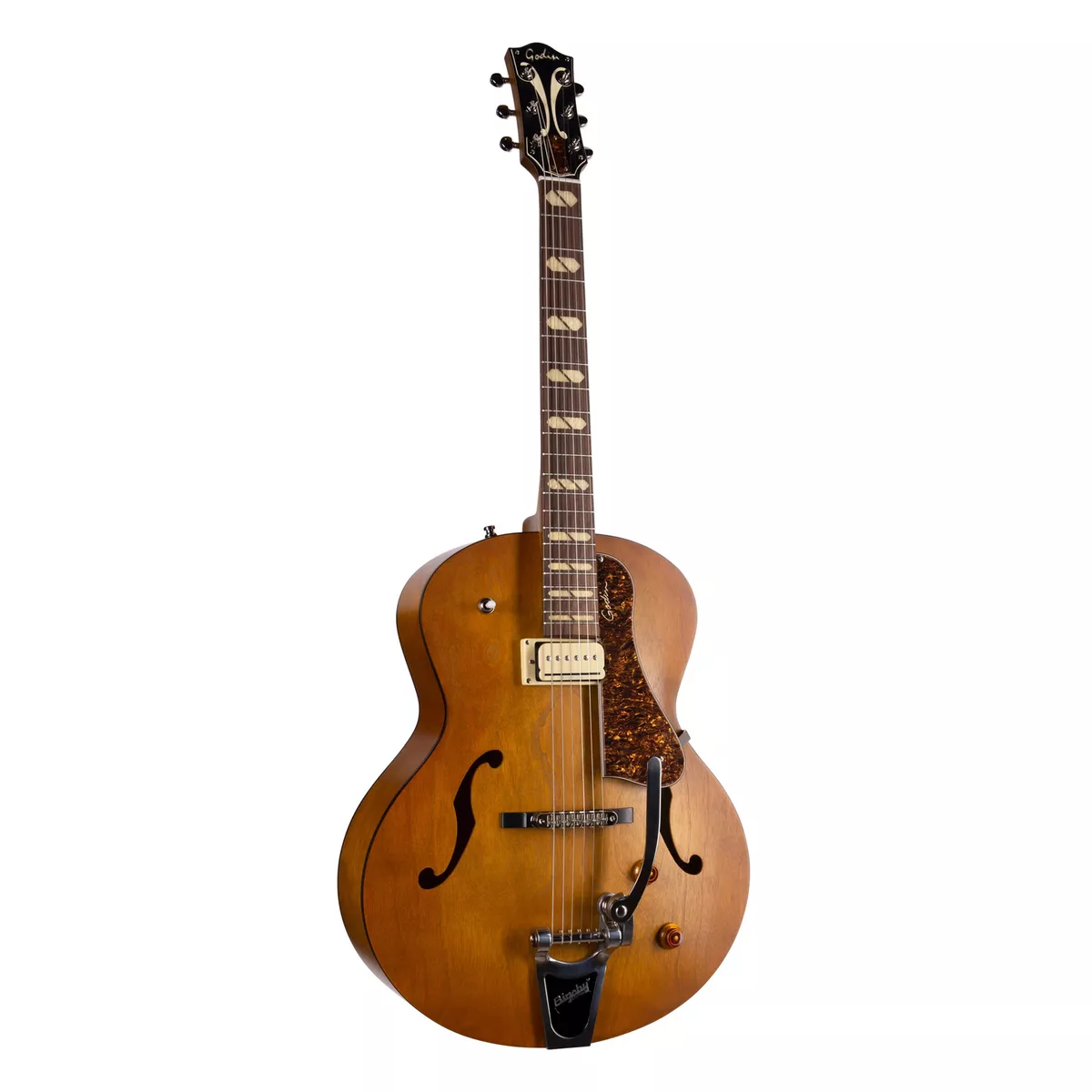 Godin 5th Avenue Jumbo P Rail Hollow Body Electric Guitar Harvest